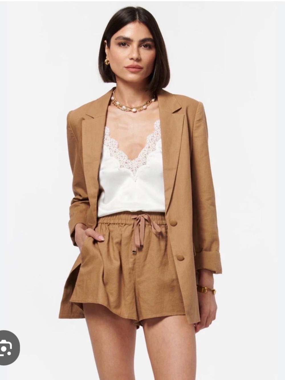 Cami NY Jillian linen  Drawstring Women’s Shorts in Brown